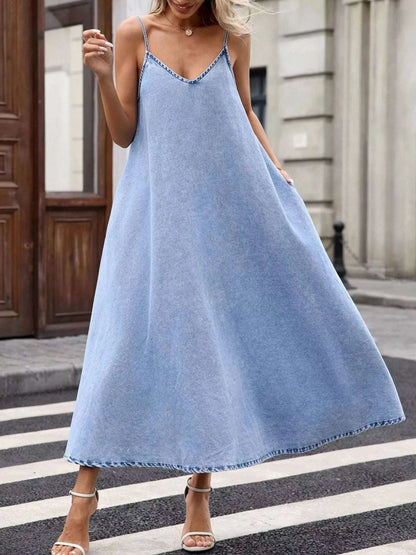 V-Neck Denim Cami Dress WESTCLOSET