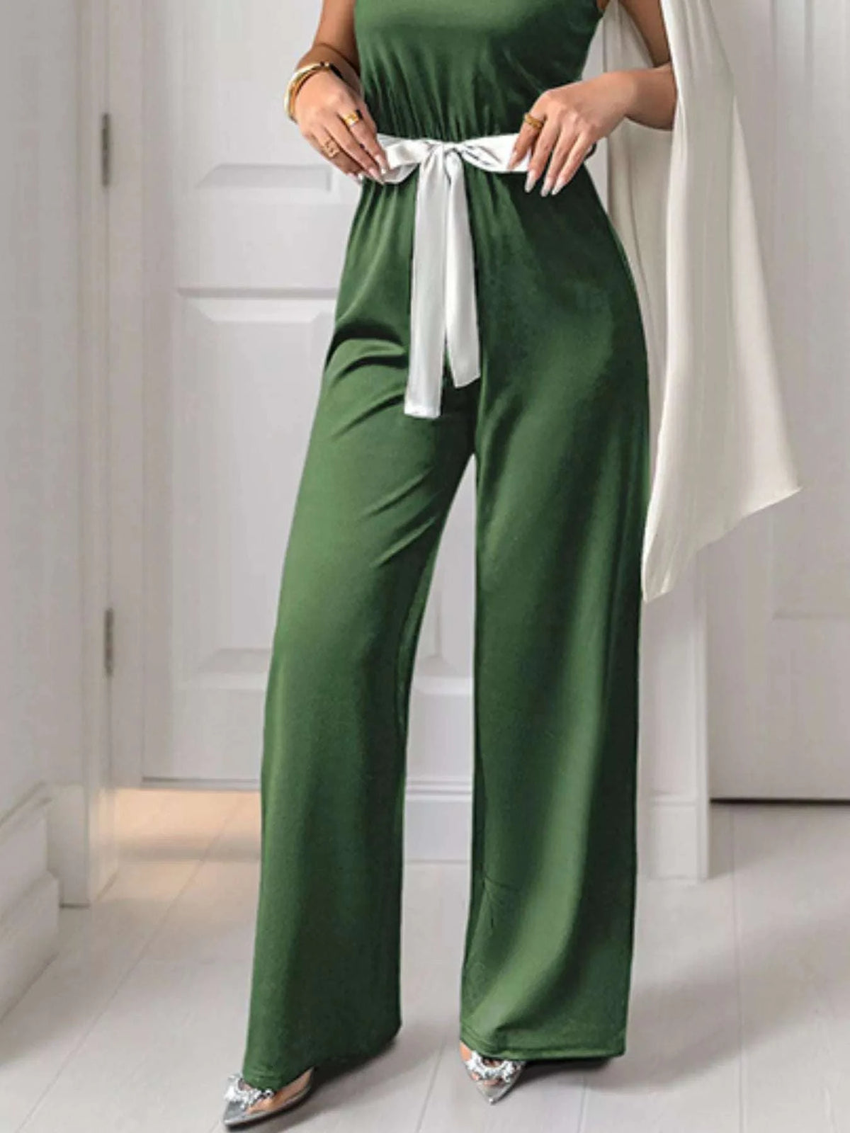 One-Shoulder Bowknot Wide Leg Jumpsuit WESTCLOSET