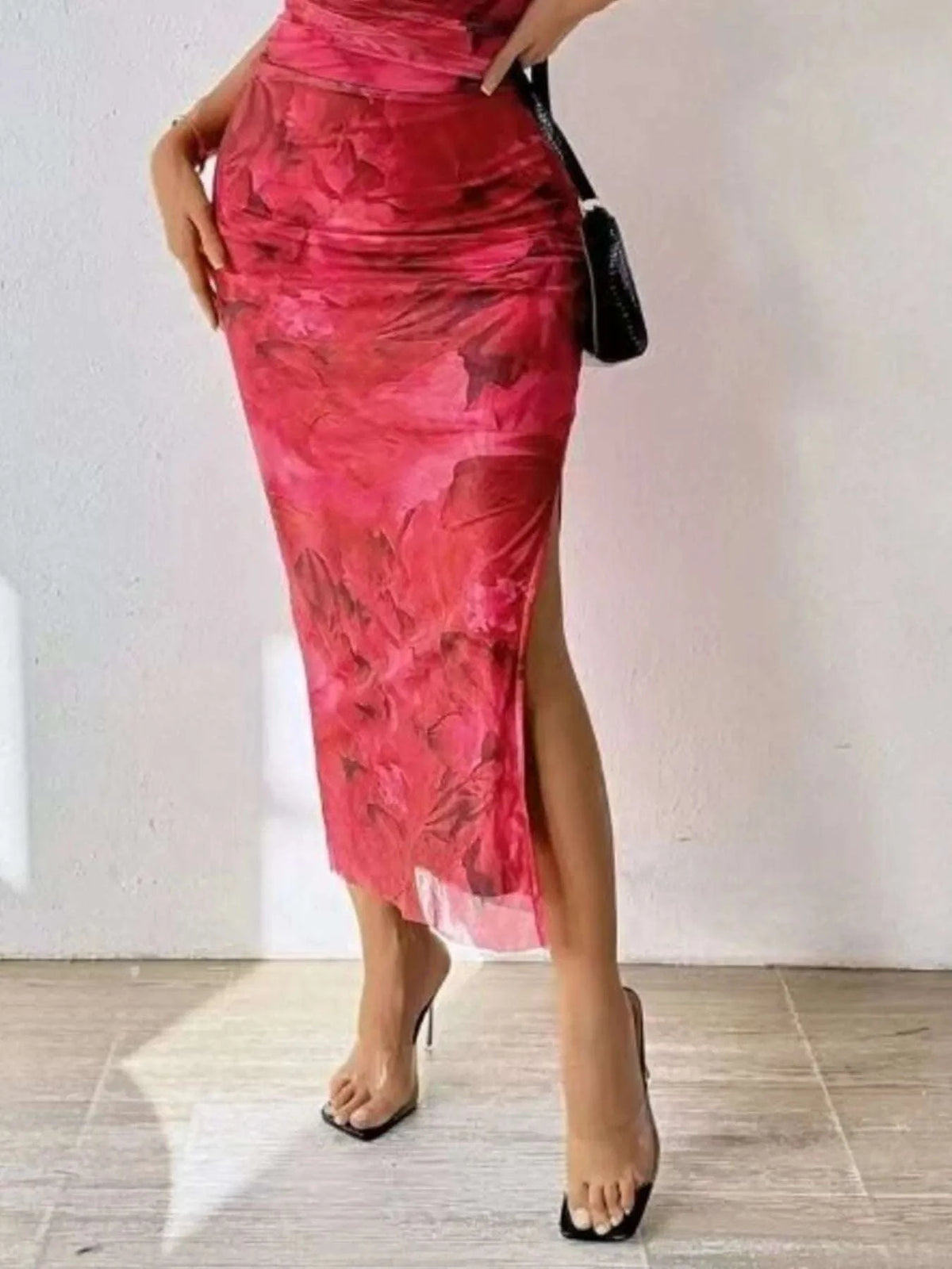 Printed Side Slit Tube Dress WESTCLOSET