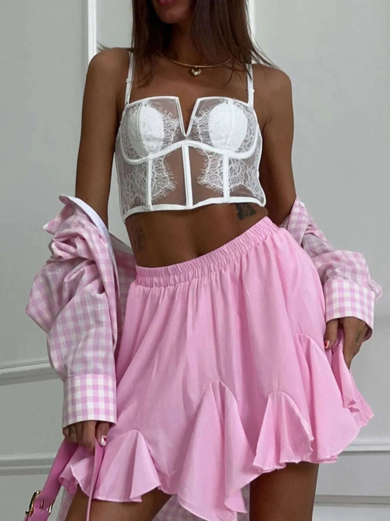 Elastic Waist Ruffled Hem Skirt WESTCLOSET