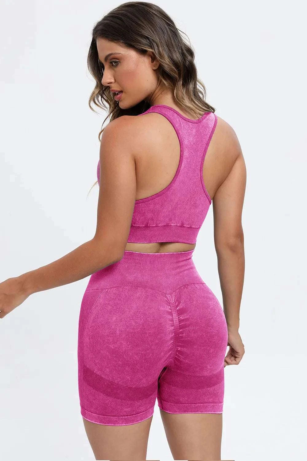 3 Piece Washed Square Neck Wide Strap Active Set WESTCLOSET