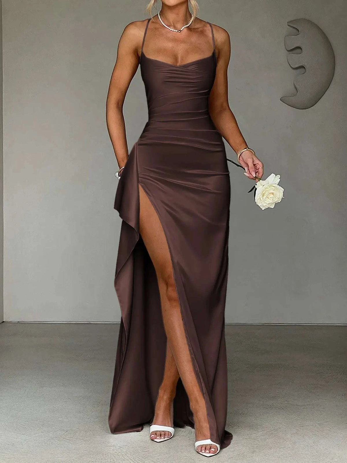 Slit Crisscross Back Maxi Cami Dress WESTCLOSET