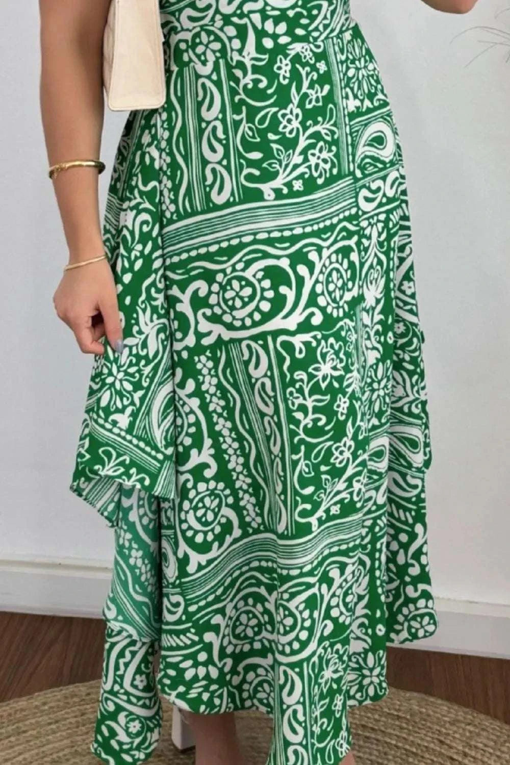 Smocked Printed Halter Neck Dress WESTCLOSET