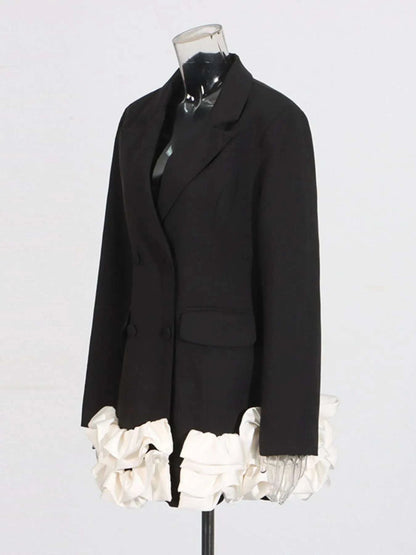 Ruffle Hem Double-Breasted Blazer Dress WESTCLOSET