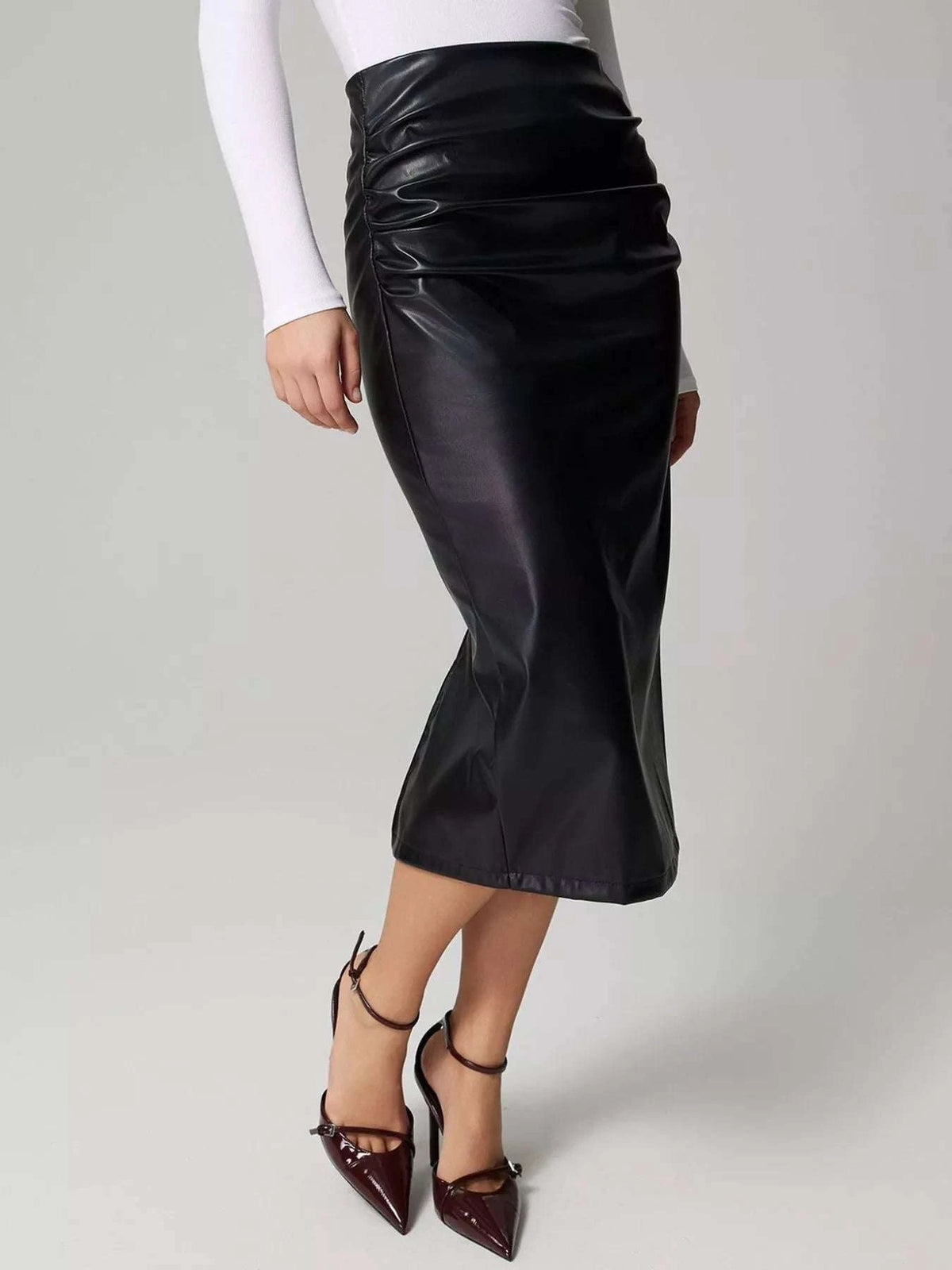 Slit Back Leather Skirt WESTCLOSET
