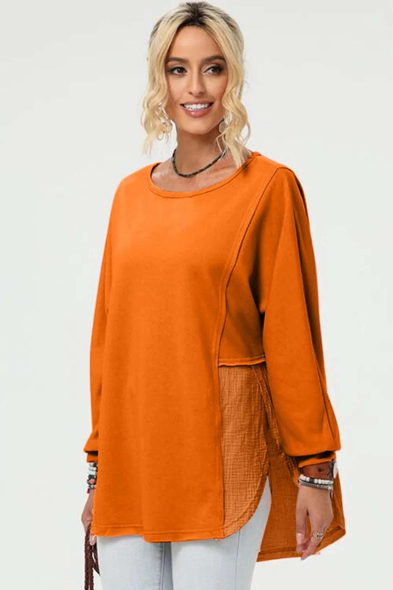 Double Take Full Size Long Sleeve High-Low T-Shirt WESTCLOSET