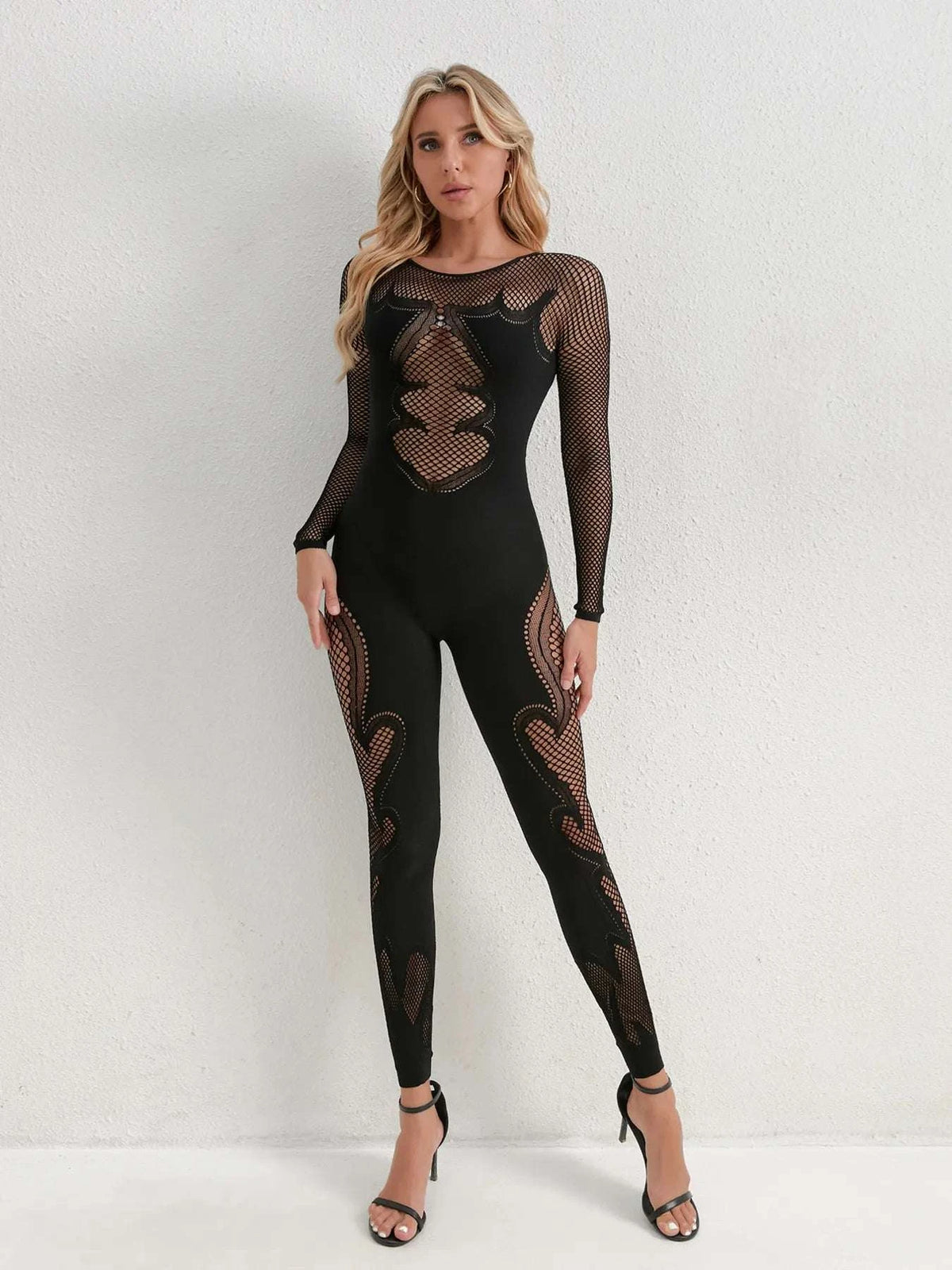 Fishing Net Sheer Long Sleeve Jumpsuit WESTCLOSET