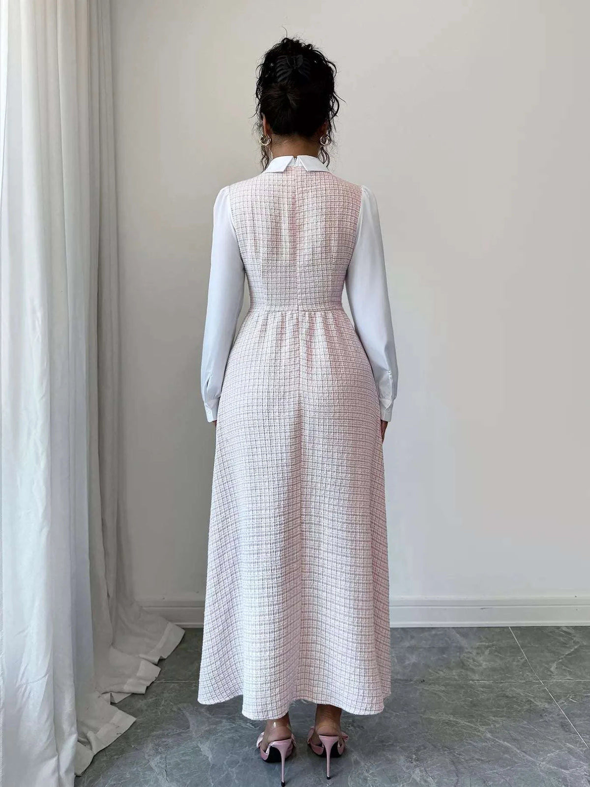 Tweed Long Sleeve A-Line Midi Dress WESTCLOSET