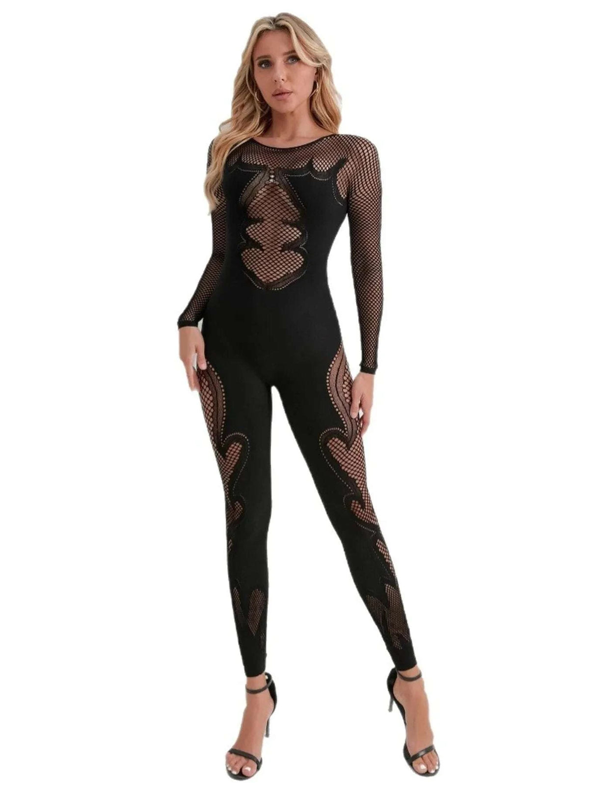 Fishing Net Sheer Long Sleeve Jumpsuit WESTCLOSET