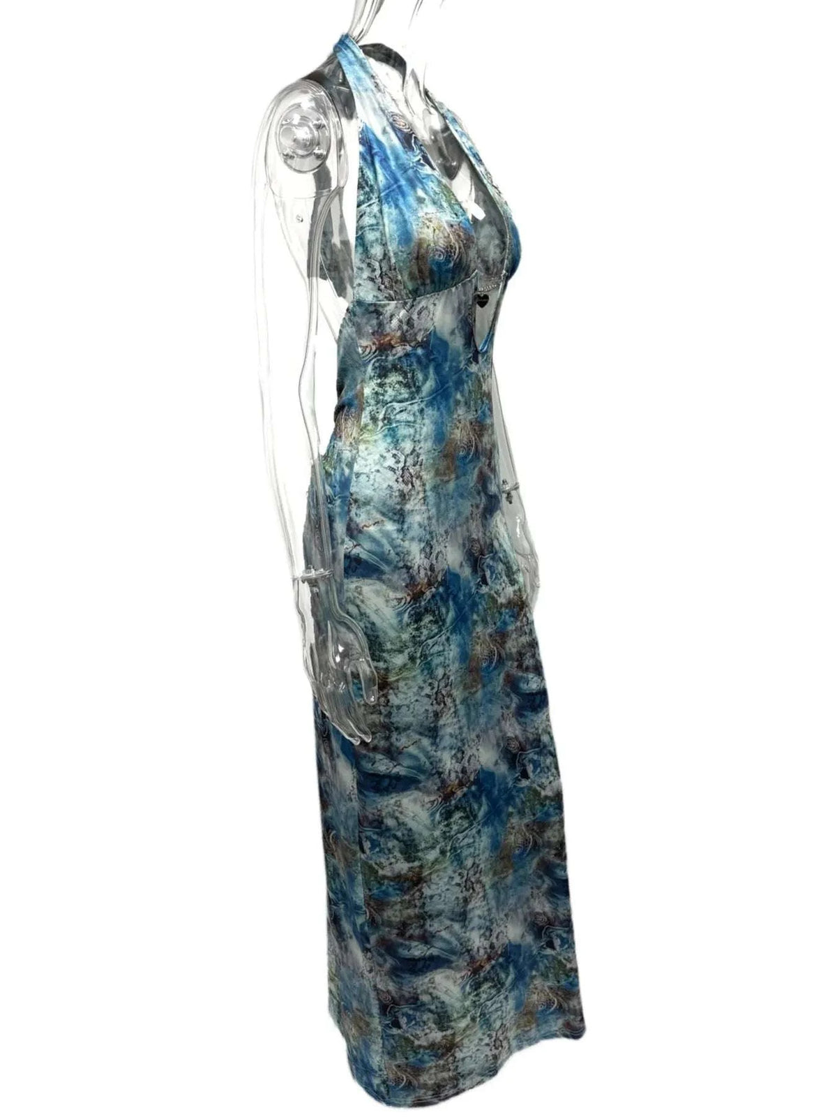 Printed V-Neck Halter Neck Maxi Dress WESTCLOSET