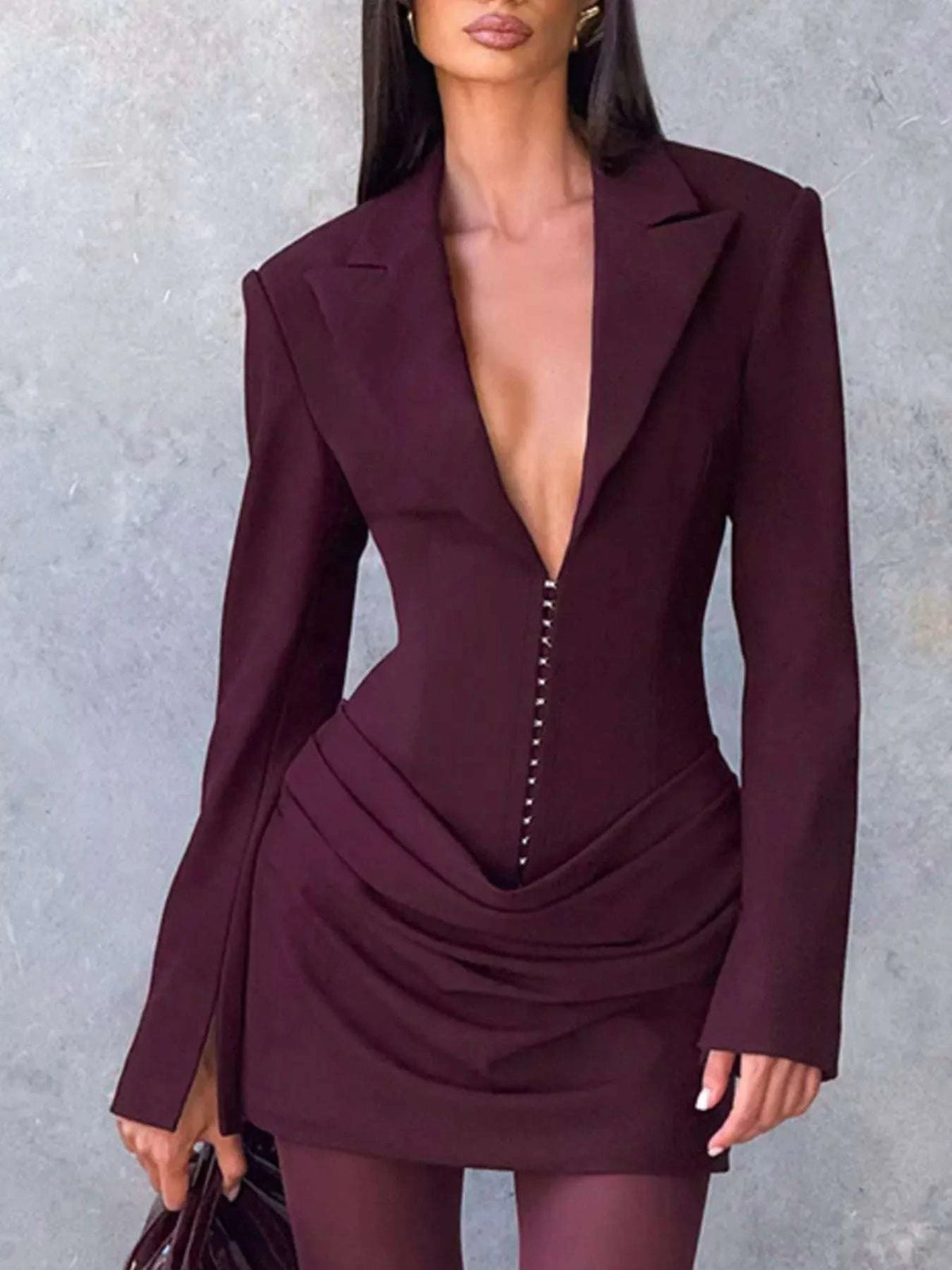 Full Size Blazer-Style Long Sleeve Mini Dress Plus Size WESTCLOSET