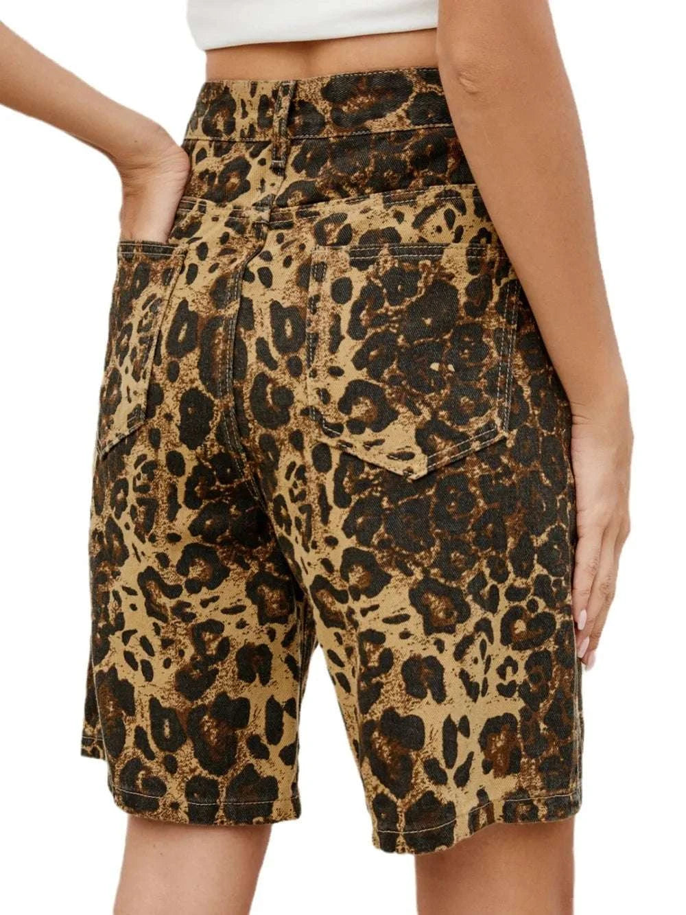 Leopard High Waist Denim Shorts WESTCLOSET
