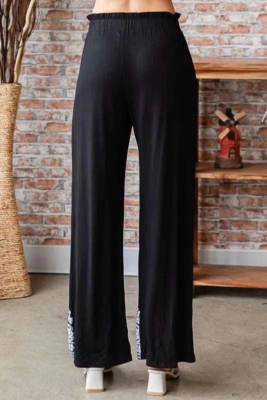 Heimish Full Size Solid Damask Casual Pants Plus Size WESTCLOSET