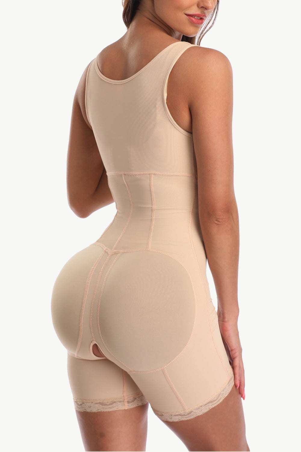 Full Size Zip-Up Lace Detail Shapewear WESTCLOSET