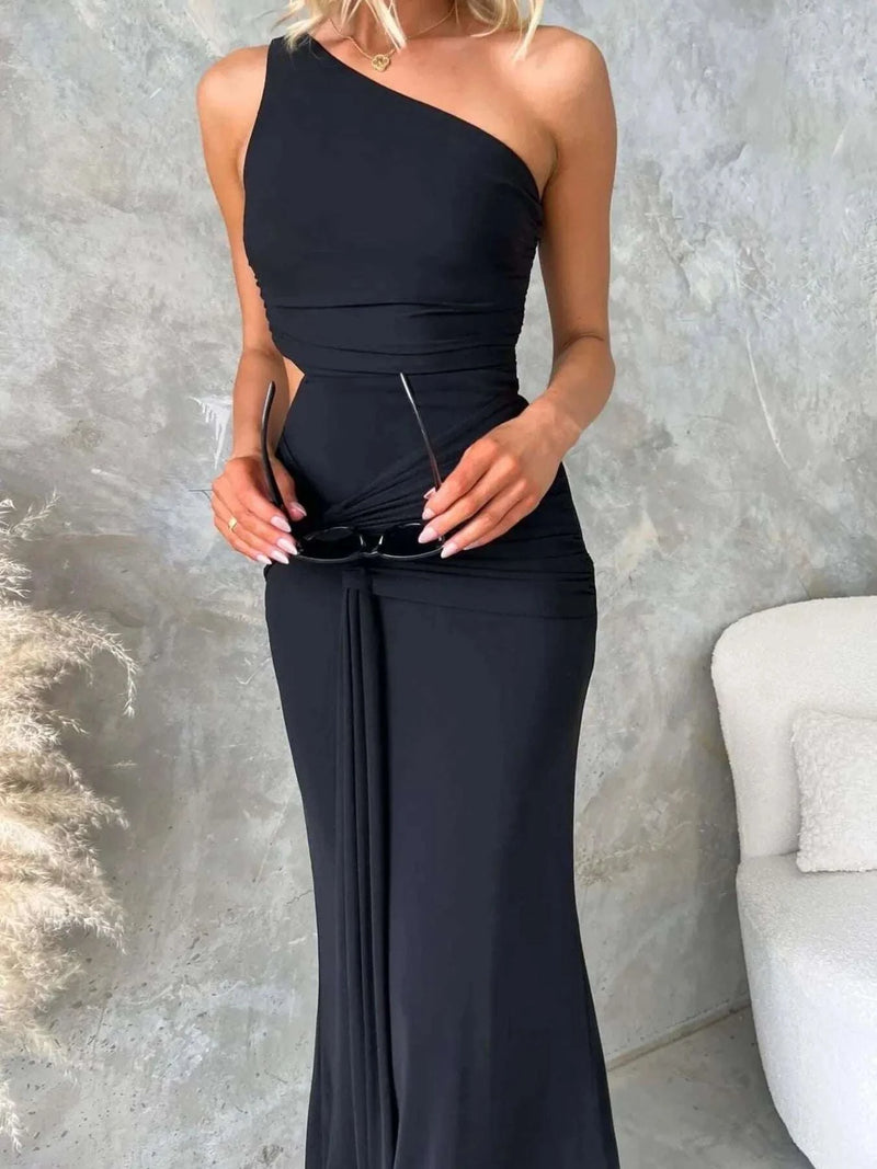 One-Shoulder Cutout Bodycon Maxi Dress WESTCLOSET