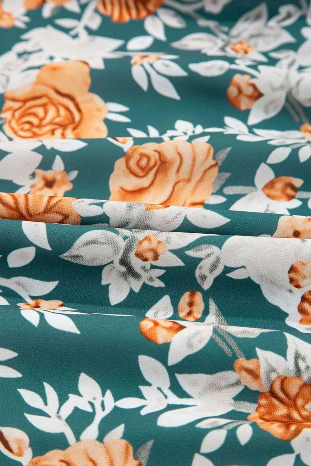 Floral Print Trimmed V Neck Tie Waist Sleeveless Dress WESTCLOSET