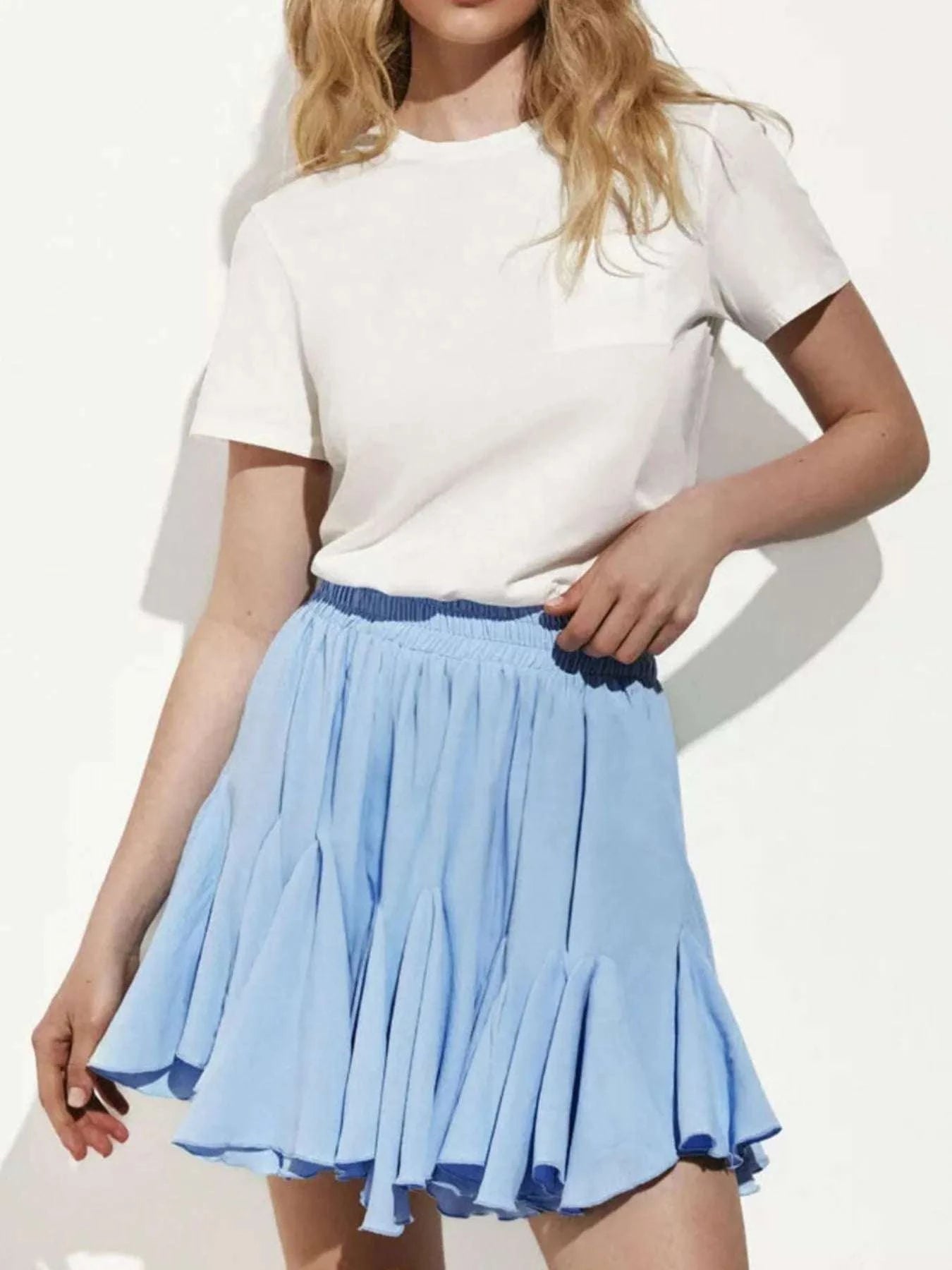 Elastic Waist Ruffled Hem Skirt WESTCLOSET