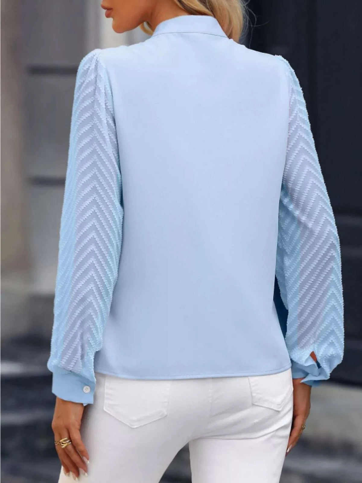 Notched Long Sleeve Blouse WESTCLOSET