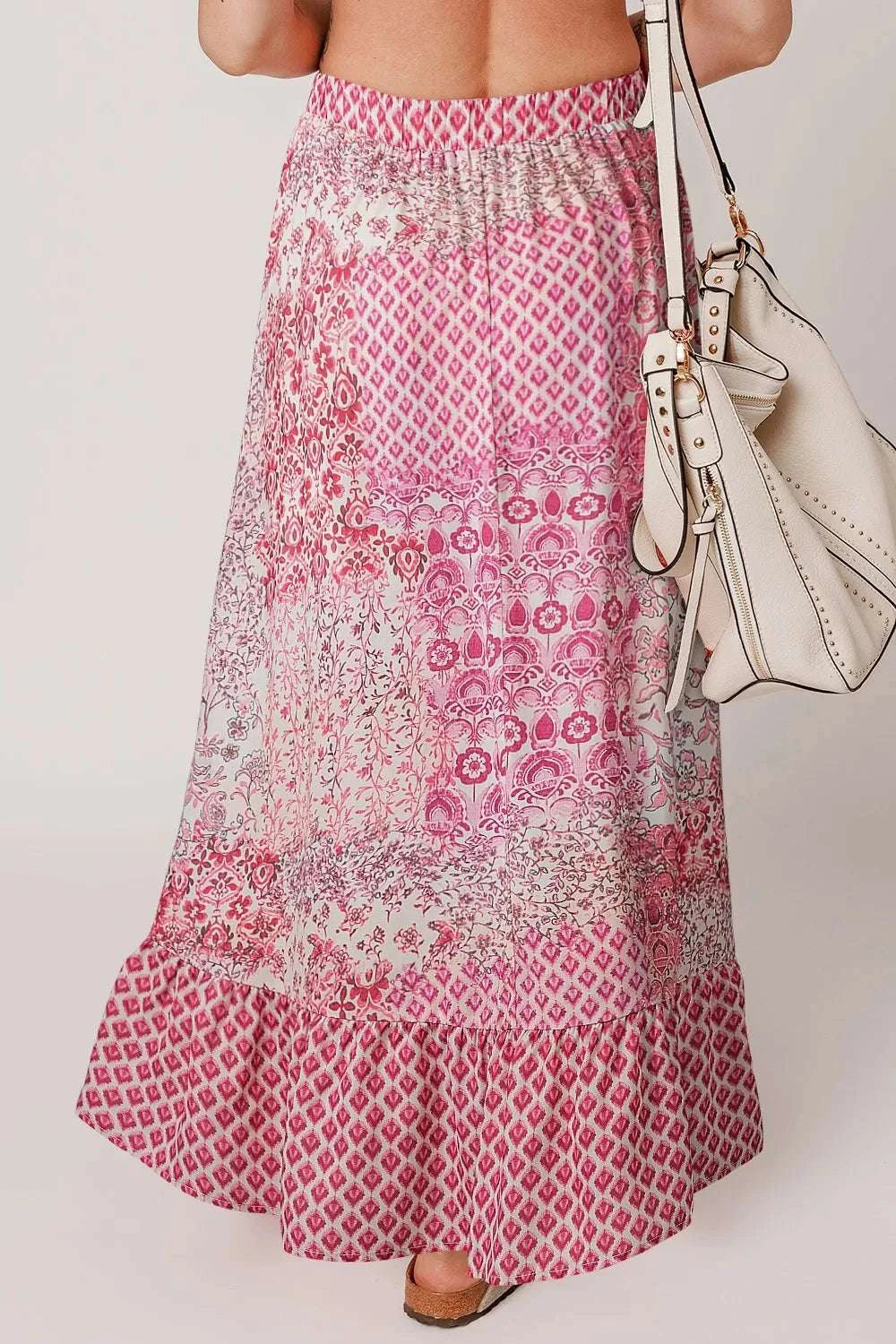 Printed Tassel Drawstring High Waist Maxi Skirt WESTCLOSET