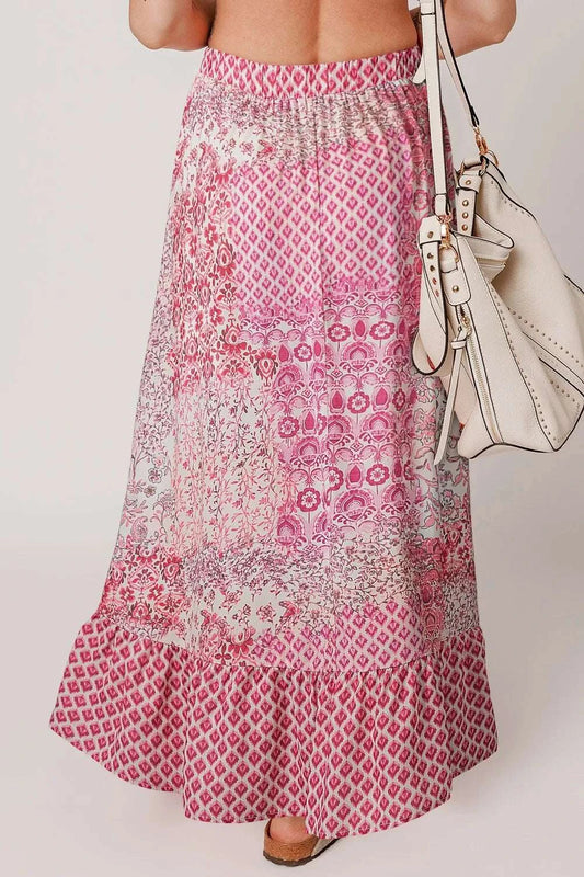 Printed Tassel Drawstring High Waist Maxi Skirt WESTCLOSET