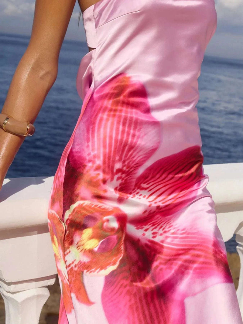 Printed Tube Maxi Dress WESTCLOSET