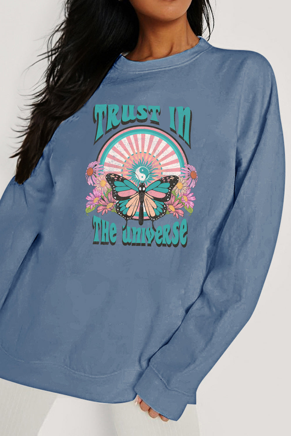 Simply Love Simply Love Full Size TRUST IN THE UNIVERSE Graphic Sweatshirt