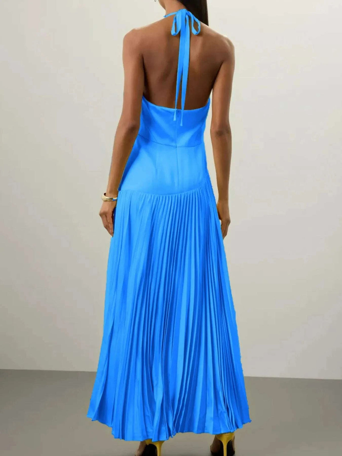 Pleated Halter Neck Maxi Dress WESTCLOSET