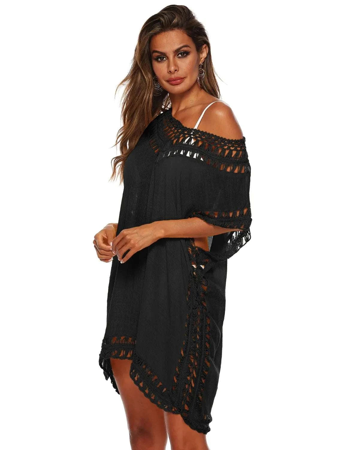 Bohemian Crochet Trim Beach Cover Up Dress WESTCLOSET