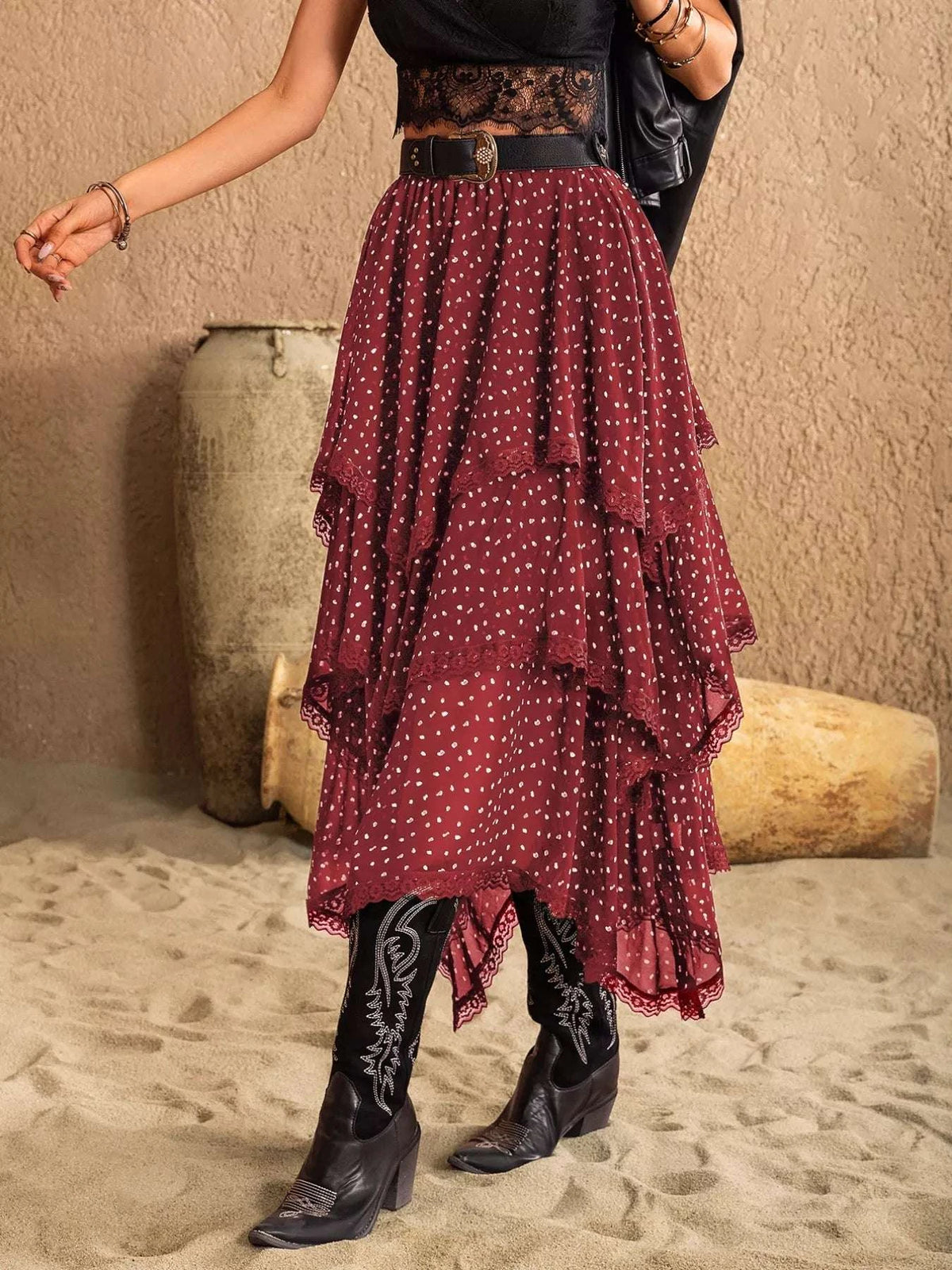 Lace Detail Layered Skirt WESTCLOSET