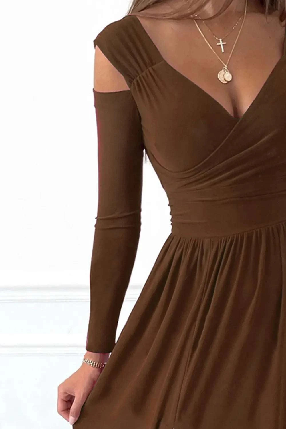 Slit Surplice Long Sleeve Maxi Dress WESTCLOSET