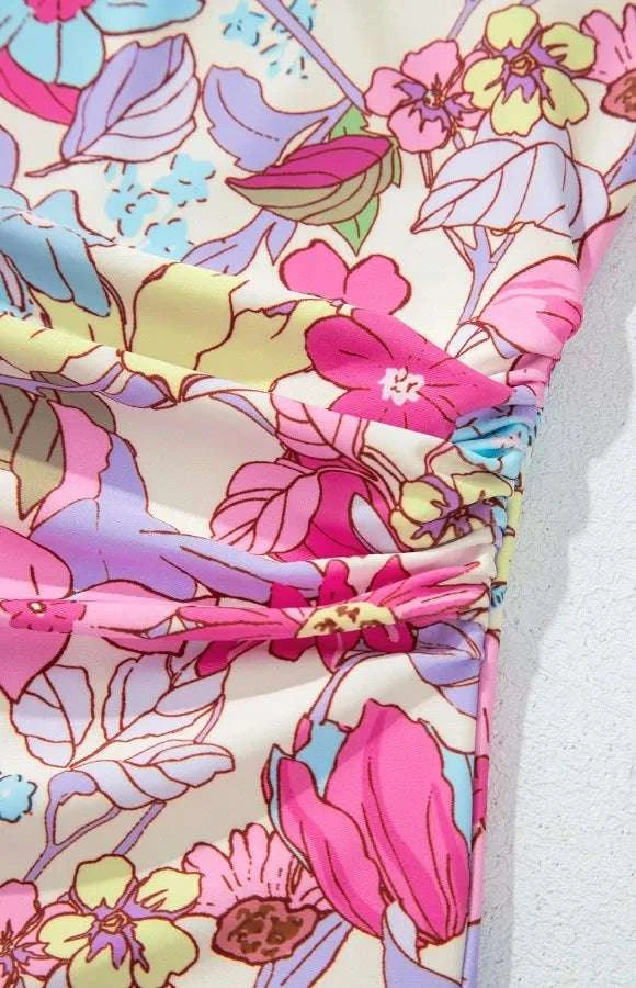 Floral Ruffle Trim Tummy Control One Piece Swimsuit WESTCLOSET