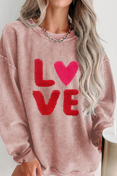 WestCloset Valentine’s Day LOVE Round Neck Long Sleeve Sweatshirt 