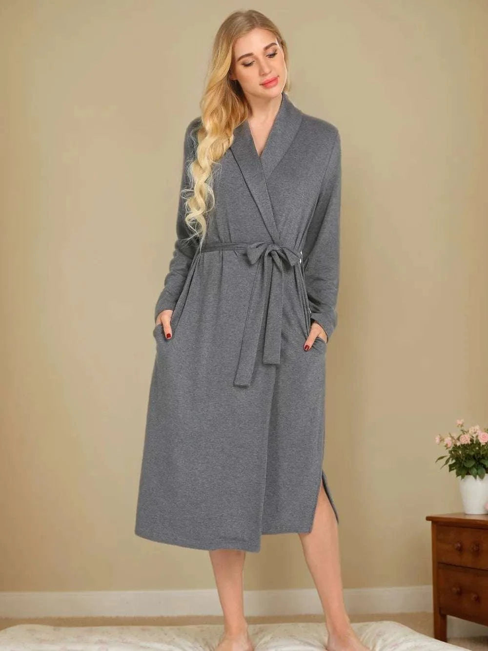 Tied Lounge Nightgown with Pockets WESTCLOSET
