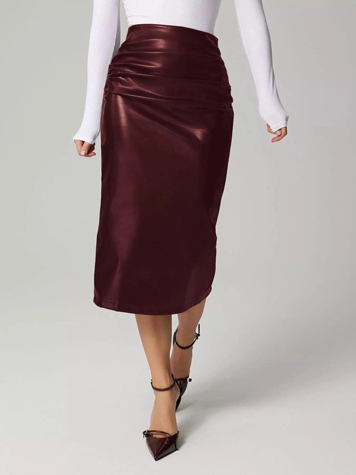 Slit Back Leather Skirt WESTCLOSET