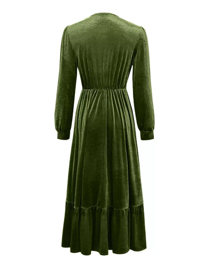 Ruffled Hem Long Sleeve Dress WESTCLOSET