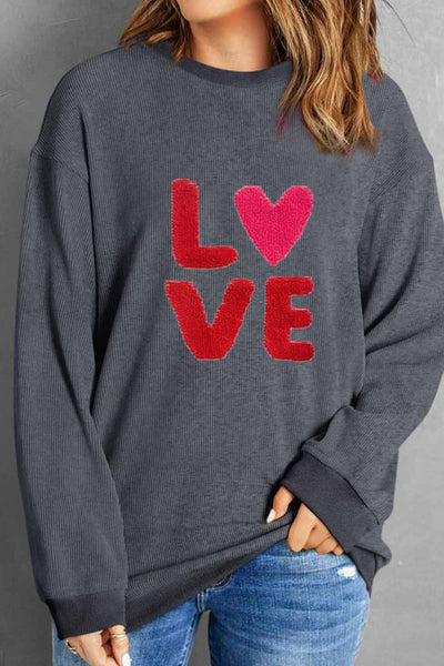 WestCloset Valentine’s Day LOVE Round Neck Long Sleeve Sweatshirt 