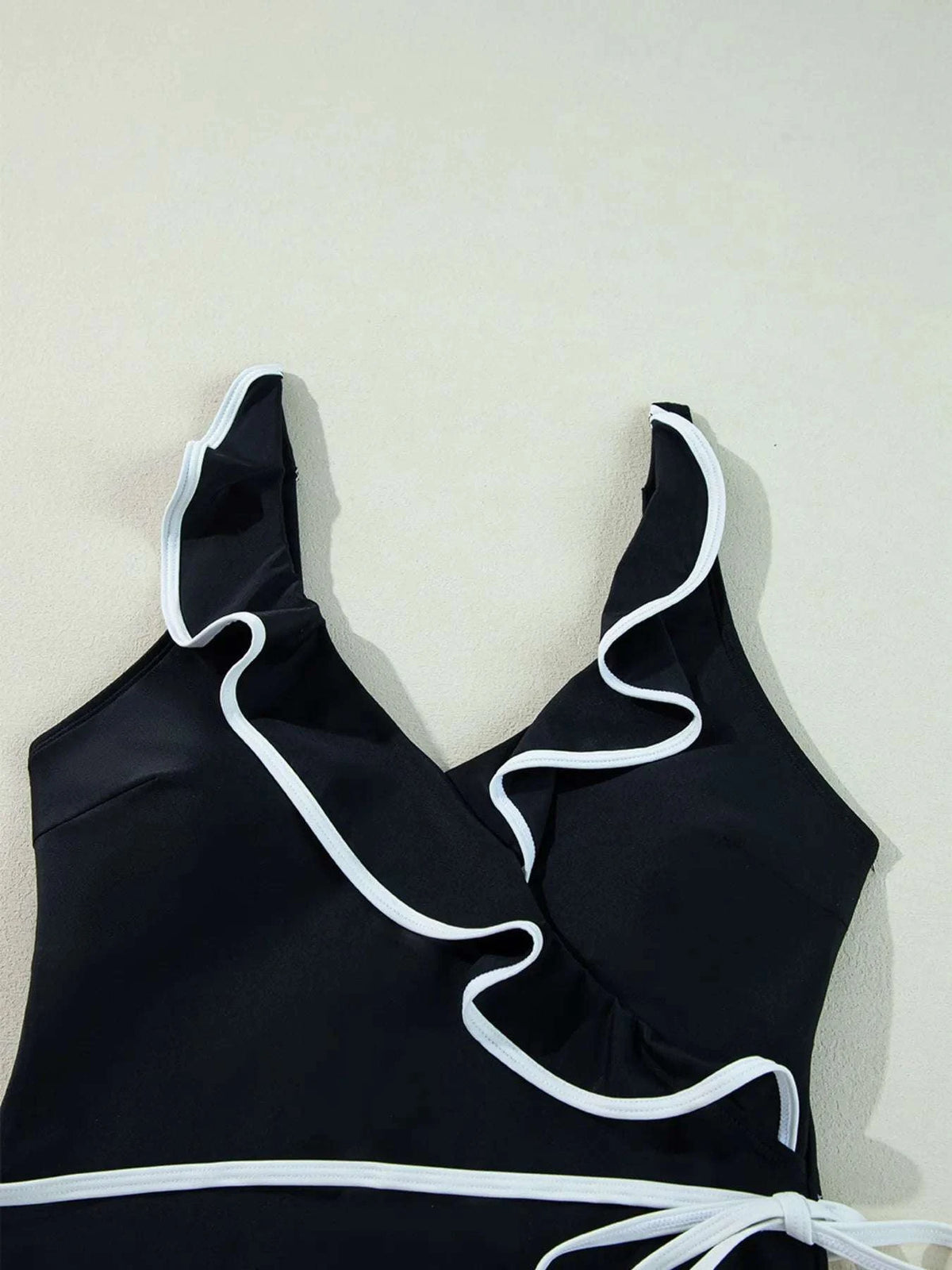 Ruffle Trim V-Neck One-Piece Swimsuit WESTCLOSET