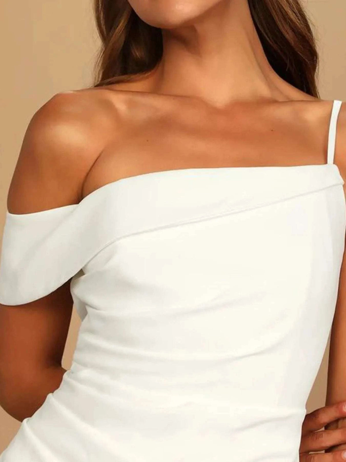 Split Asymmetrical Neck Midi Dress WESTCLOSET