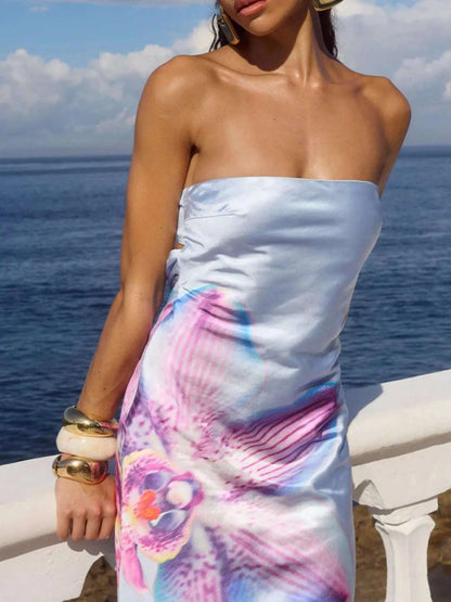 Printed Tube Maxi Dress WESTCLOSET
