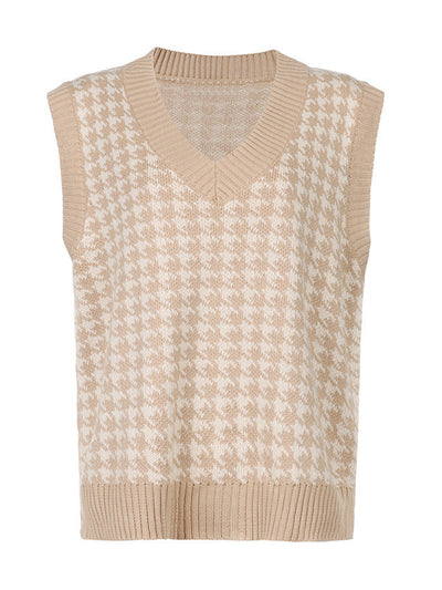 Houndstooth V-Neck Sweater Vet