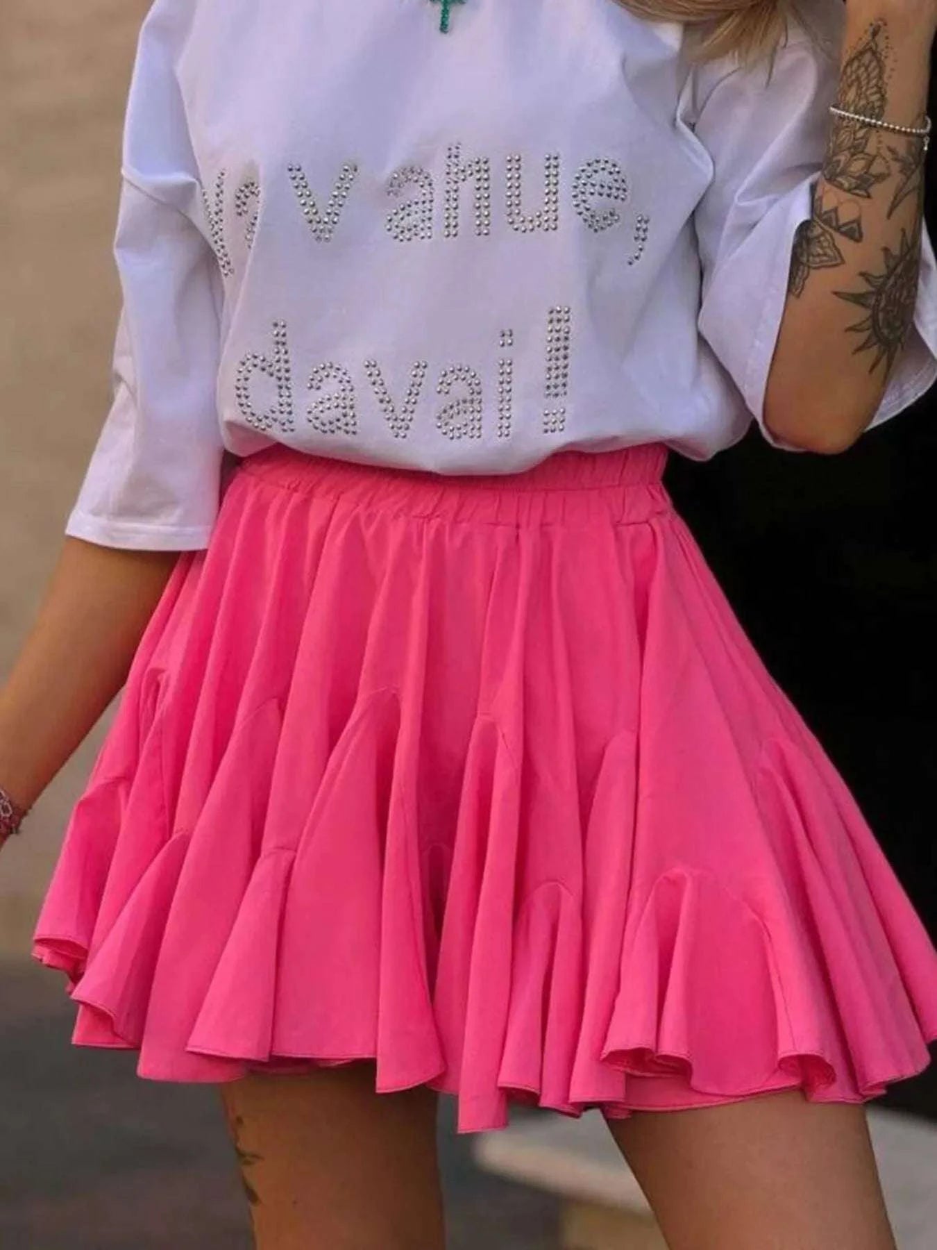 Elastic Waist Ruffled Hem Skirt WESTCLOSET