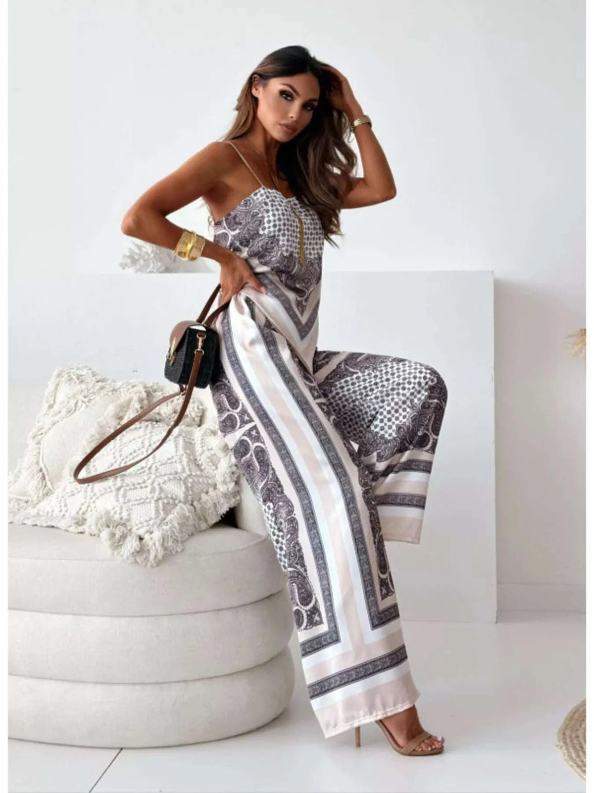 Tie Back Printed Cami and Pants Set WESTCLOSET
