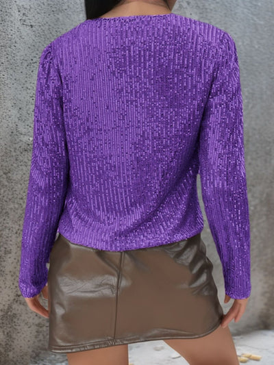 WestCloset Full Size Sequin Open Front Cropped Jacket 