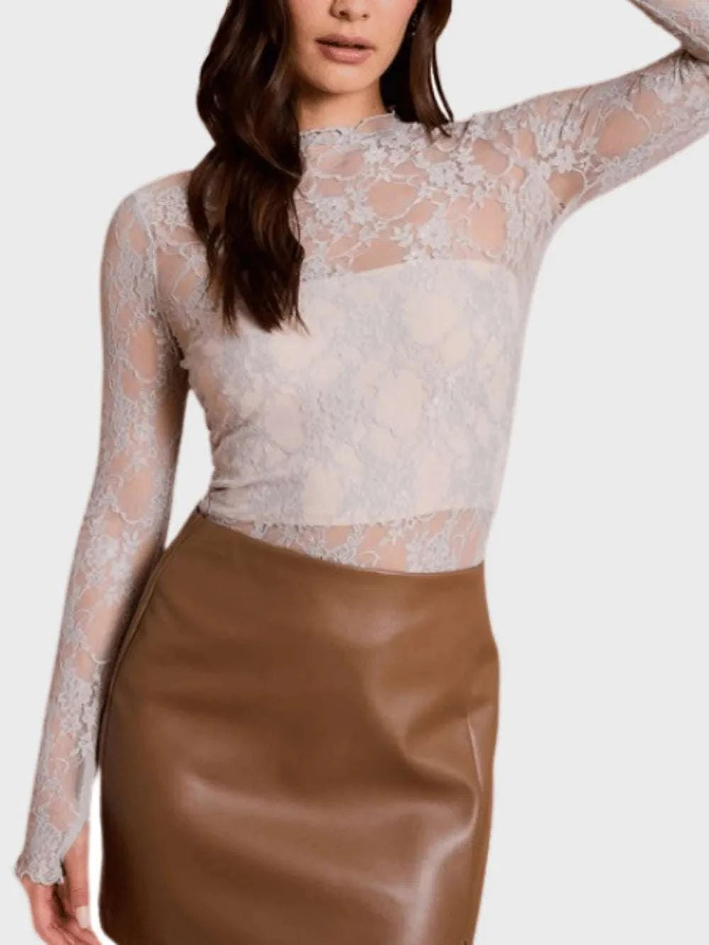 Lace Mock Neck Long Sleeve Top WESTCLOSET