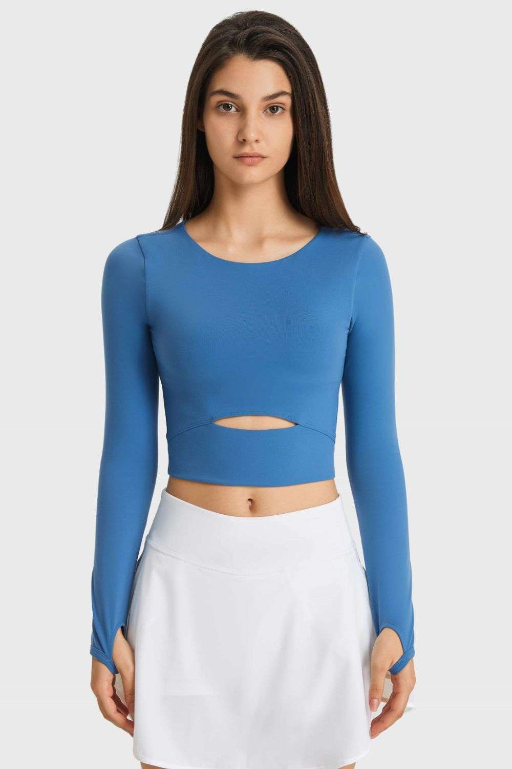 Millennia Cutout Long Sleeve Cropped Sports Top WESTCLOSET