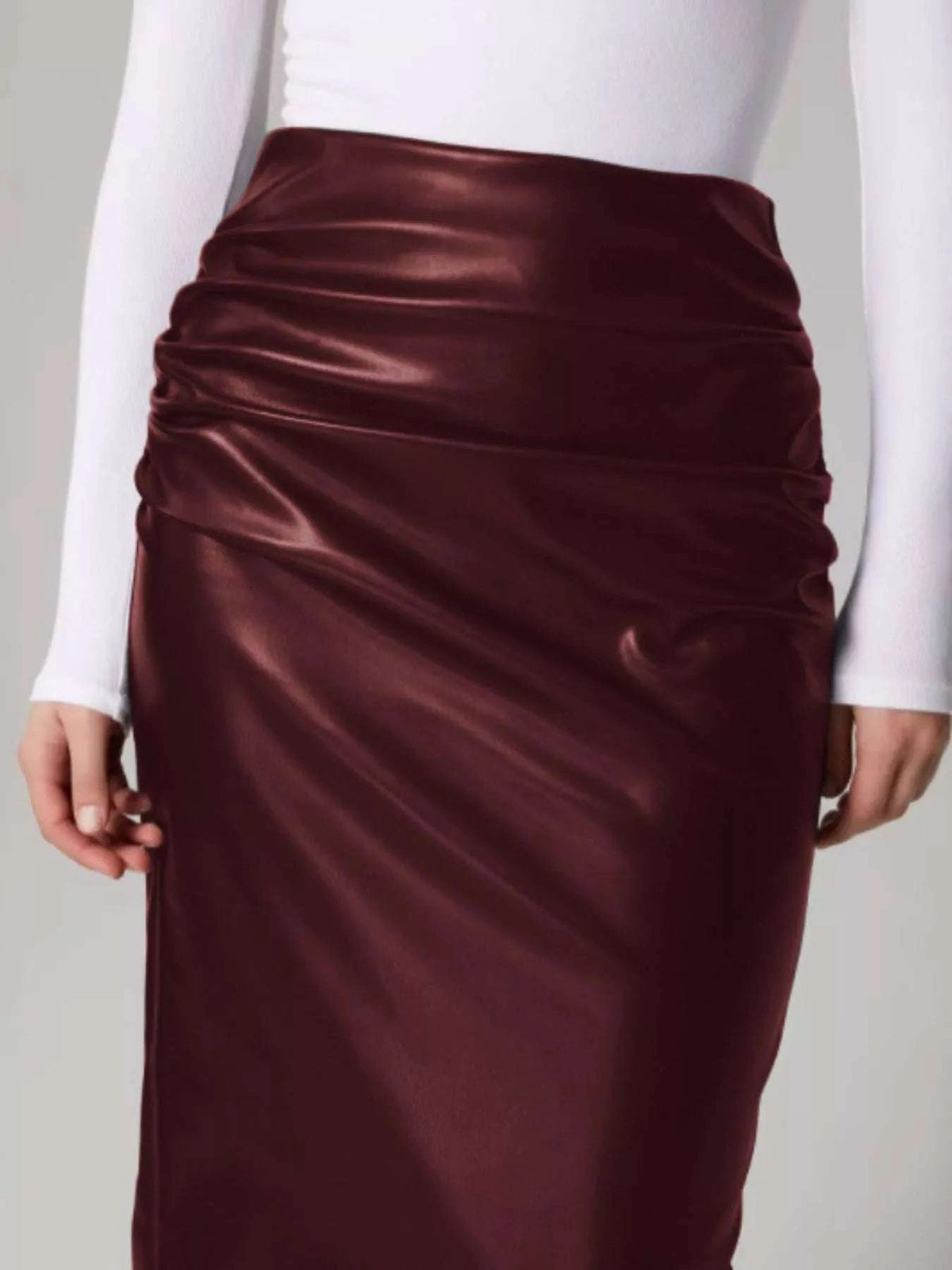 Slit Back Leather Skirt WESTCLOSET