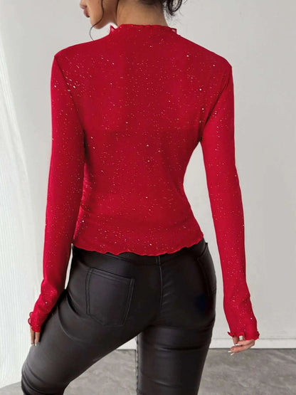 Glitter Long Sleeve Fitted Top WESTCLOSET