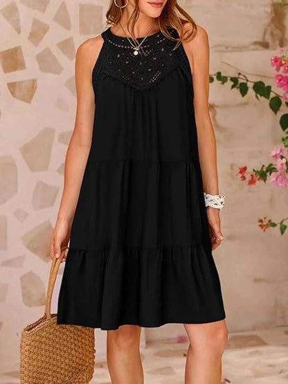 Ruffled Hem Lace Sleeveless Dress WESTCLOSET