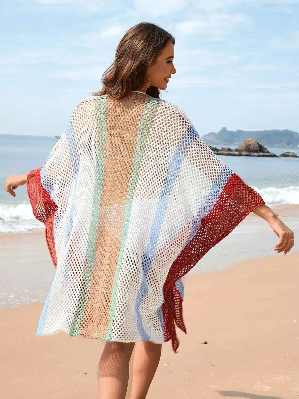 Openwork Color Block Plunge Cover-Up WESTCLOSET