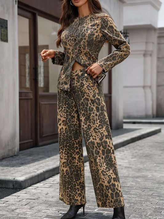 Button Up Long Sleeve Top and Jeans Denim Set WESTCLOSET